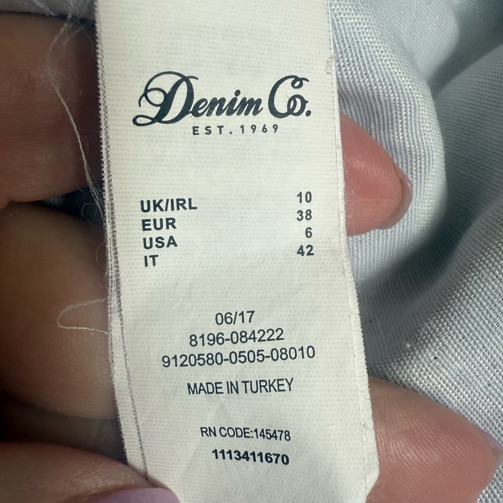 Embroidered Denim Skirt primark Denim Co Blue pastel peach Floral size 6 Boho - Picture 7 of 9